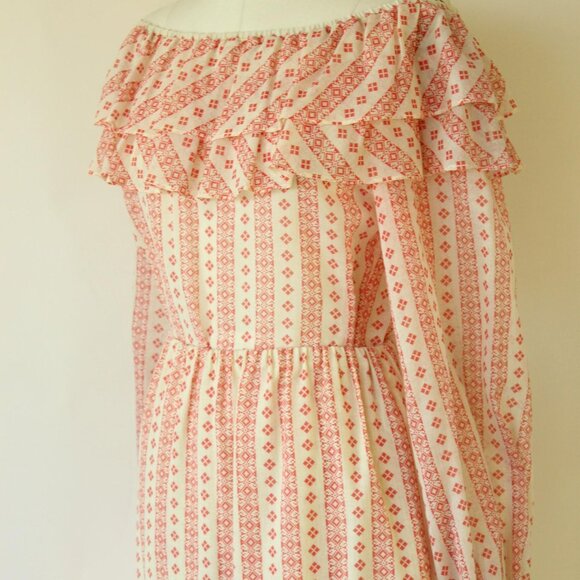 Vintage 1960s 1970s Skirt and Blouse, Neiman-Marcus Orange and Cream Peasant Sty - Picture 9 of 10